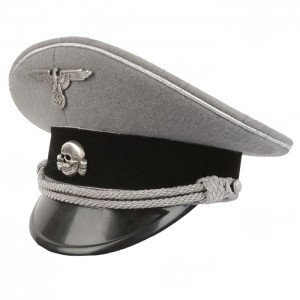 German Waffen SS Officer Visor Cap - Stone Grey - Silver Piping
