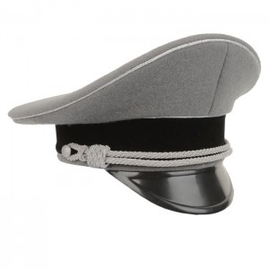 German Waffen SS Officer Visor Cap without Insignia - Stone Grey - Silver Piping