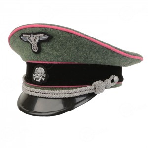 German Waffen SS Officer Visor Cap - Field Grey - Pink Piping