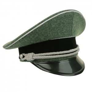 German Waffen SS Officer Visor Cap without Insignia - Field Grey - Silver Piping
