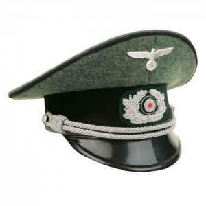 German Army Officer Visor Cap - Field Grey with Black Piping