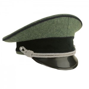 German Army Officer Visor Cap without Insignia - Field Grey - Black Piping