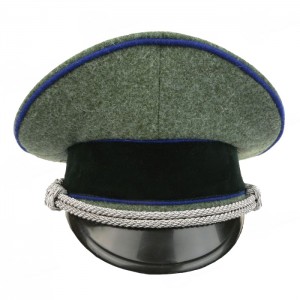 German Army Officer Visor Cap without insignia- Field Grey - Cornflower Blue Piping