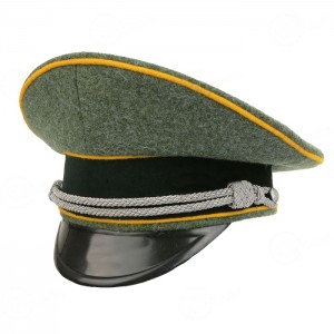 German Army Officer Visor Cap without Insignia - Field Grey - Golden Yellow Piping