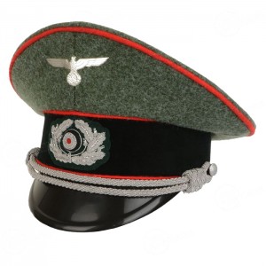 German Army Officer Visor Cap - Field Grey - Red Piping