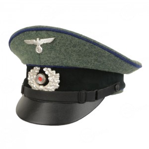 German Army Heer/NCO Visor Cap - Field Grey - Cornflower Blue Piping