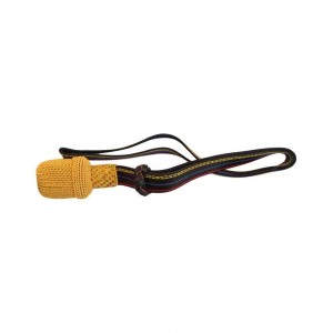 Black Leather Strap with Golden Acorn Military Sword Knot