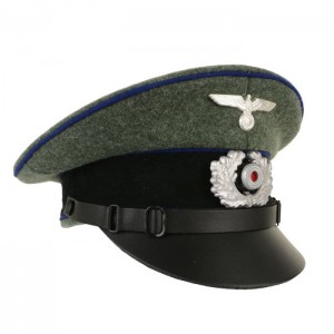 German Army HeerNCO Visor Cap - Field Grey - Royal Blue Piping