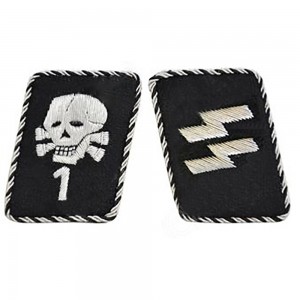 Totenkopf Officers Collar Tabs (Single skull) with 1 Numeral and Runes