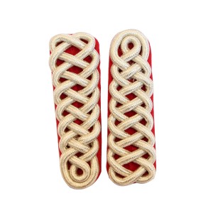 (WEW-117) Royal Guards Shoulder Cords white wire on Red Backing Sold Pair