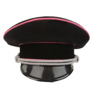 German Officer Visor Cap with Pink Piping and Silver Emblem Insignia