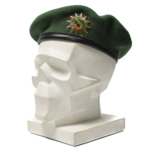 German Police Green Beret Wool Hat with Metal Cockade Insignia