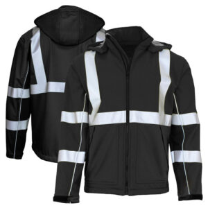 Safety Enhanced Visibility Hi-Vis Hooded Softshell Jacket