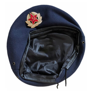 Navy Beret Cap with Metal Badge Wool Military Hat