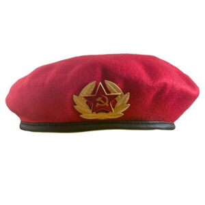 Russian USSR Army Red Beret Military Style Cap with Red Star Badge
