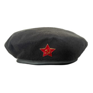 Russian USSR Army Black Beret Military Style Cap with Red Star Badge