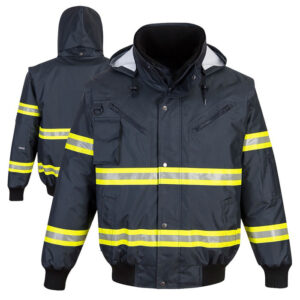 Portwest Xtra Enhanced Visibility Navy Bomber Jacket with Hood
